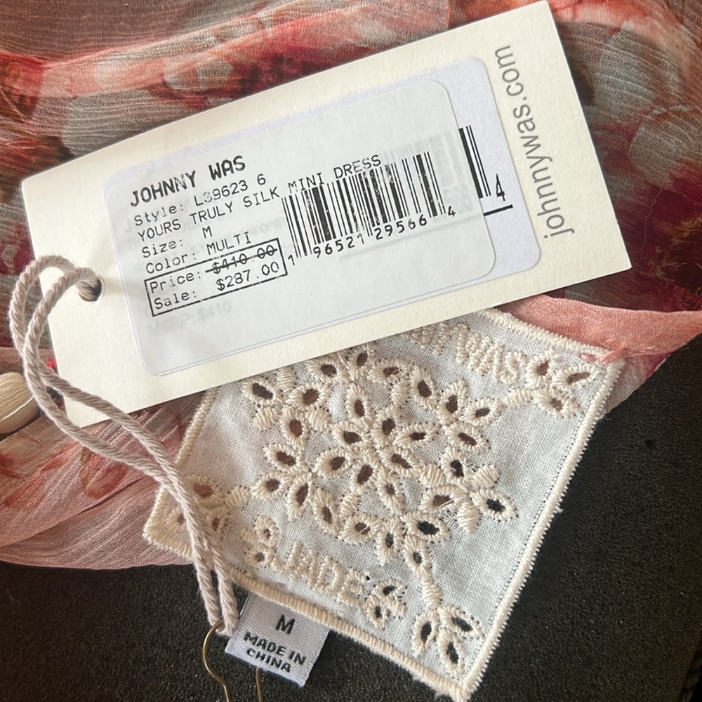 NWT Johnny Was Yours Truly Silk Floral Mini Dress Size M 2PC - Picture 10 of 15